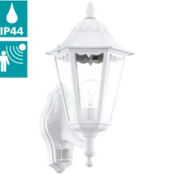 Außenwandlampe Navedo, weiß, Höhe 42 cm, Metall, Sensor