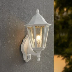 Außenwandlampe Navedo, weiß, Höhe 42 cm, Metall, Sensor