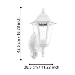 Außenwandlampe Navedo, weiß, Höhe 42 cm, Metall, Sensor