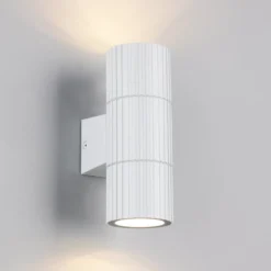 Außenwandlampe Parana, weiß matt, Höhe 16 cm, Metall, 2-flg.