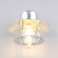 Außenwandlampe Ruvuuma zinkfarben Ø 22 cm abwärts gerichtet