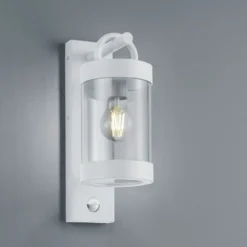 Außenwandlampe Sambesi, weiß, Sensor, Aluguss