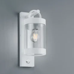 Außenwandlampe Sambesi, weiß, Sensor, Aluguss