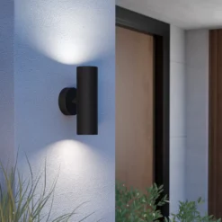 Außenwandlampe Tomelloso, schwarz Höhe 20 cm, Metall, 2-flg.