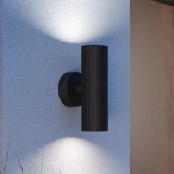 Außenwandlampe Tomelloso, schwarz Höhe 20 cm, Metall, 2-flg.