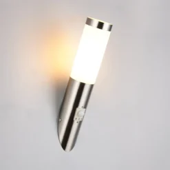 Außenwandlampe Trioto, nickelfarben, 39 cm Edelstahl, Sensor