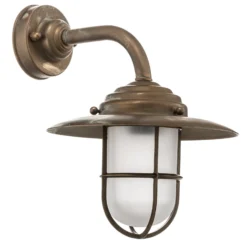 Außenwandleuchte Antique mit Gitter, Glas matt