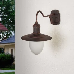 Außenwandleuchte Aruba, Ø 25 cm, rostbraun