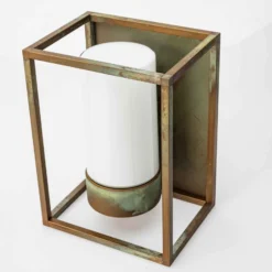 Außenwandleuchte Cubic³ 3366 messing antik/opal
