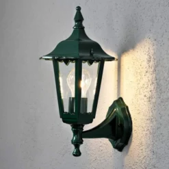 Außenwandleuchte Firenze, grün, Fassung oben, 36 cm