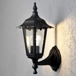 Außenwandleuchte Firenze, schwarz, Fassung oben, 36 cm