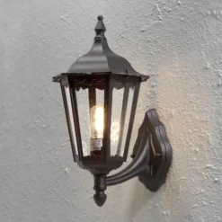 Außenwandleuchte Firenze, schwarz, Fassung oben, 48 cm