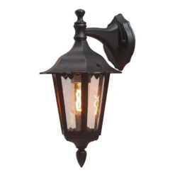 Außenwandleuchte Firenze, schwarz, Fassung unten, 36 cm