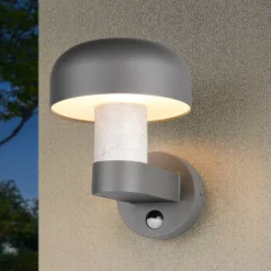 Außenwandleuchte Fraser Sensor grau/Betonoptik, Alu IP54 E27