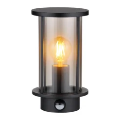 Außenwandleuchte Gracey, Sensor, schwarz, IP54, E27
