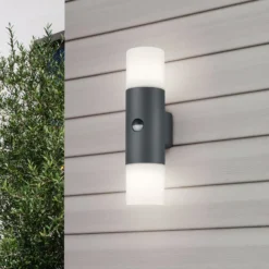 Außenwandleuchte Hoosic 2fl. anthrazit mit Sensor