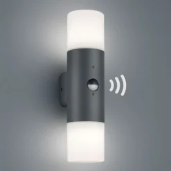 Außenwandleuchte Hoosic 2fl. anthrazit mit Sensor