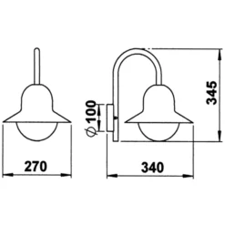 Außenwandleuchte 183 in schlichter Form, schwarz