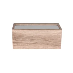 Außenwandleuchte Mayenne, holzfarben, Up- & Downlight, eckig