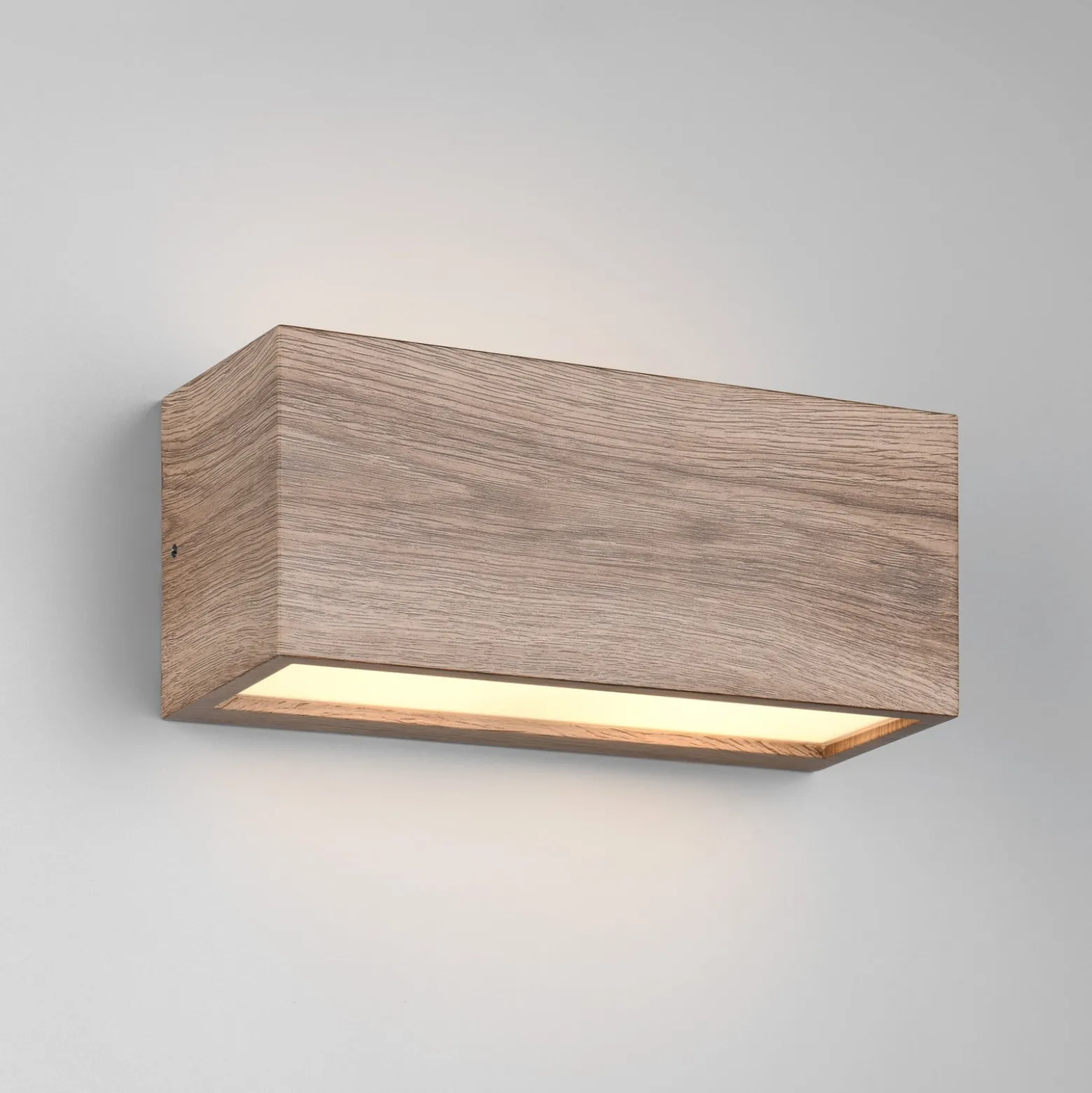 Außenwandleuchte Mayenne, holzfarben, Up- & Downlight, eckig