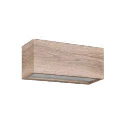 Außenwandleuchte Mayenne, holzfarben, Up- & Downlight, eckig
