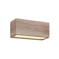 Außenwandleuchte Mayenne, holzfarben, Up- & Downlight, eckig