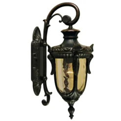 Außenwandleuchte Philadelphia, 52 cm, bronze/amber, IP43