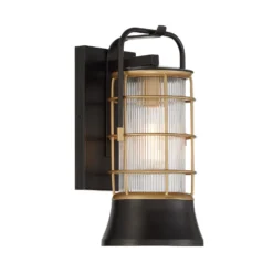 Außenwandleuchte RIVAMAR, Höhe 34 cm, schwarz/gold, IP44 E27