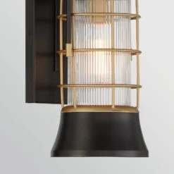 Außenwandleuchte RIVAMAR, Höhe 34 cm, schwarz/gold, IP44 E27