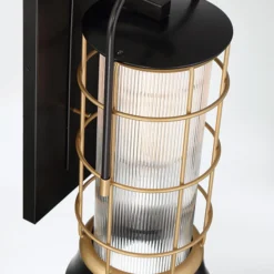 Außenwandleuchte RIVAMAR, Höhe 41 cm, schwarz/gold, IP44 E27
