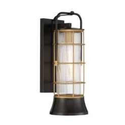 Außenwandleuchte RIVAMAR, Höhe 41 cm, schwarz/gold, IP44 E27