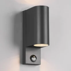 Außenwandleuchte Roya 2flg, Sensor, rund anthrazit