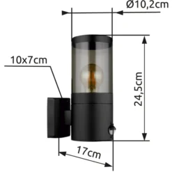 Außenwandleuchte Xeloo, Sensor, schwarz/rauchgrau, IP44, E27