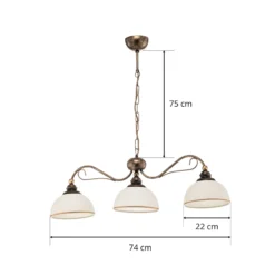 Balkenpendelleuchte Casale, dreiflammig Länge 74cm