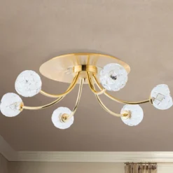 Bleikristall-Deckenleuchte Maderno, gold, 57cm