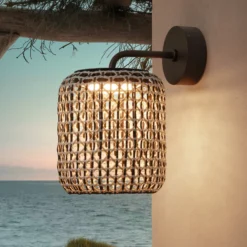 Bover Nans A LED-Außenwandleuchte, beige, Ø 21,6cm