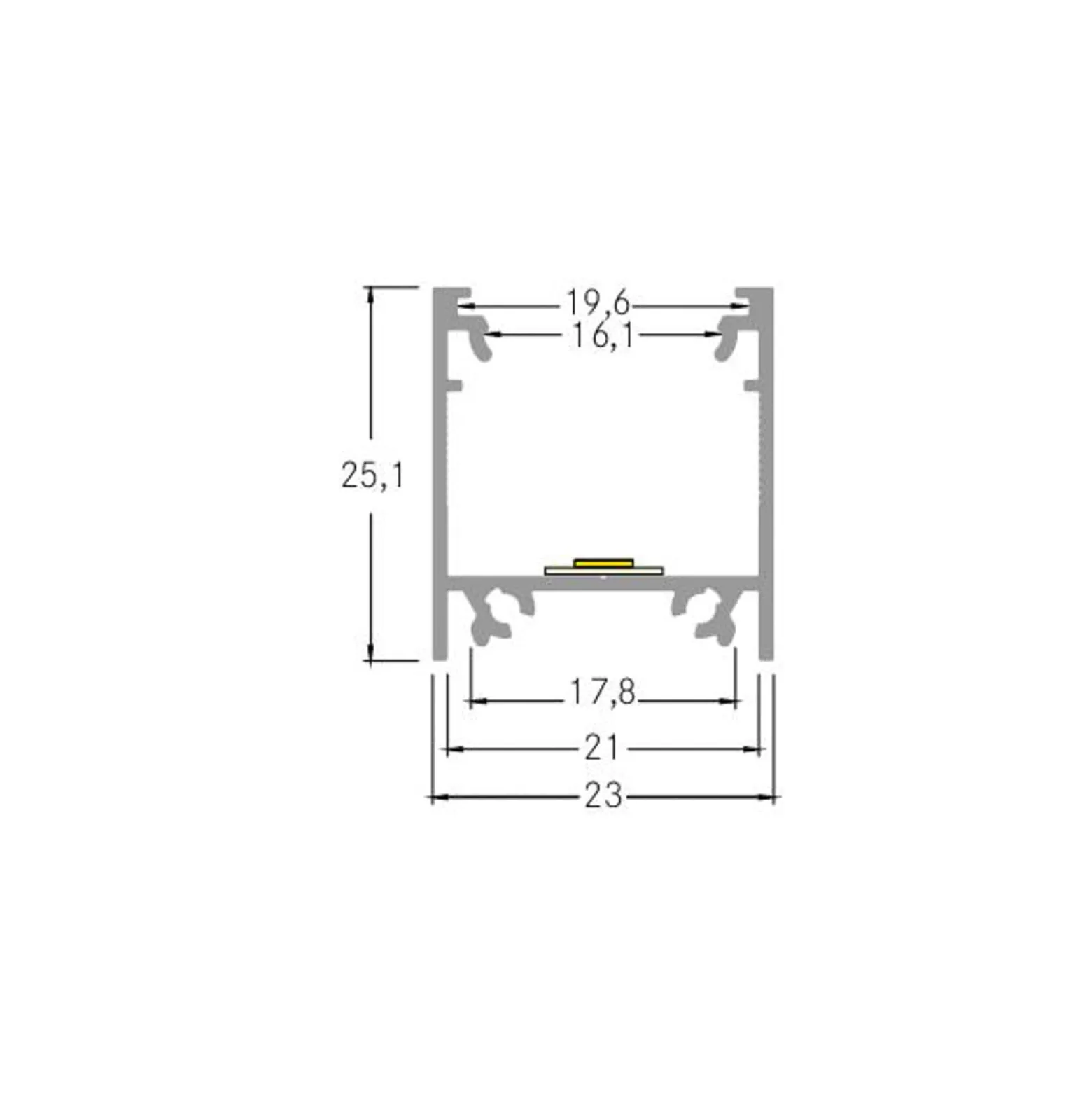 BRUMBERG Anbau-Profil Höhe 25 mm Länge 1 m weiß