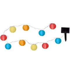 Bunte LED Solarlichterkette mit 10 Lampions