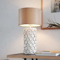 By Rydéns Tischleuchte Fiore, beige, Keramik, Höhe 54 cm