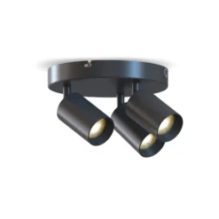 Calex GU10-Deckenspot, schwarz, Ø 20 cm, 3-flammig, Metall