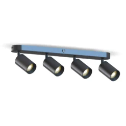 Calex GU10-Deckenspot, schwarz, Länge 49 cm, 4-flg., Metall
