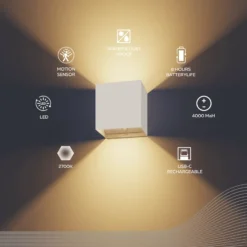 Calex LED-Akku-Sensor-Außenwandlampe Volterra, weiß, IP44