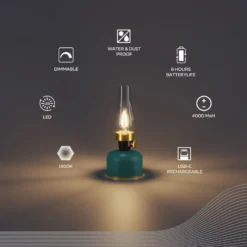 Calex LED-Akku-Tischleuchte Lavinio, grün, Dimmer