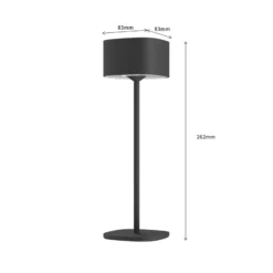 Calex LED-Akku-Tischleuchte Serino, schwarz, Alum, 2.700 K