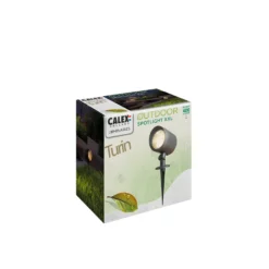 Calex LED-Außenstrahler, Erdspieß, Stecker, schwarz, 2.700 K