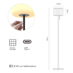 Calex LED-Solar-Stehleuchte, IP44, Zugschalter