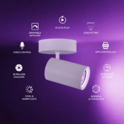 Calex Smart Deckenspot, weiß, Ø 10 cm, 1-flg., GU10-LED RGBW