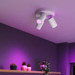 Calex Smart Deckenspot, weiß, Ø 21 cm, 3-flg., GU10-LED RGBW