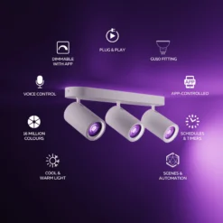 Calex Smart Deckenspot weiß Länge 37 cm 3-flg. GU10-LED RGBW