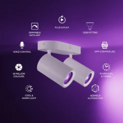 Calex Smart Deckenspot weiß Länge 22 cm 2-flg. GU10-LED RGBW